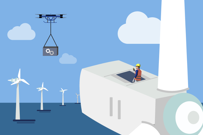 Cargo Drone Energy Use Case Delivery of tools equipment spare parts to wind turbine maintenance repair application of cargo drone