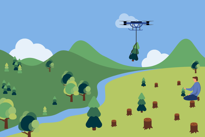 Cargo Drone Forestry Use Case Transport of tools equipments plants cargo drone forestry application forest wood